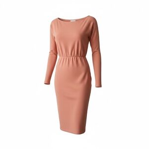 Yarn & Sea Long-Sleeve Midi Dress in Dusty Rose